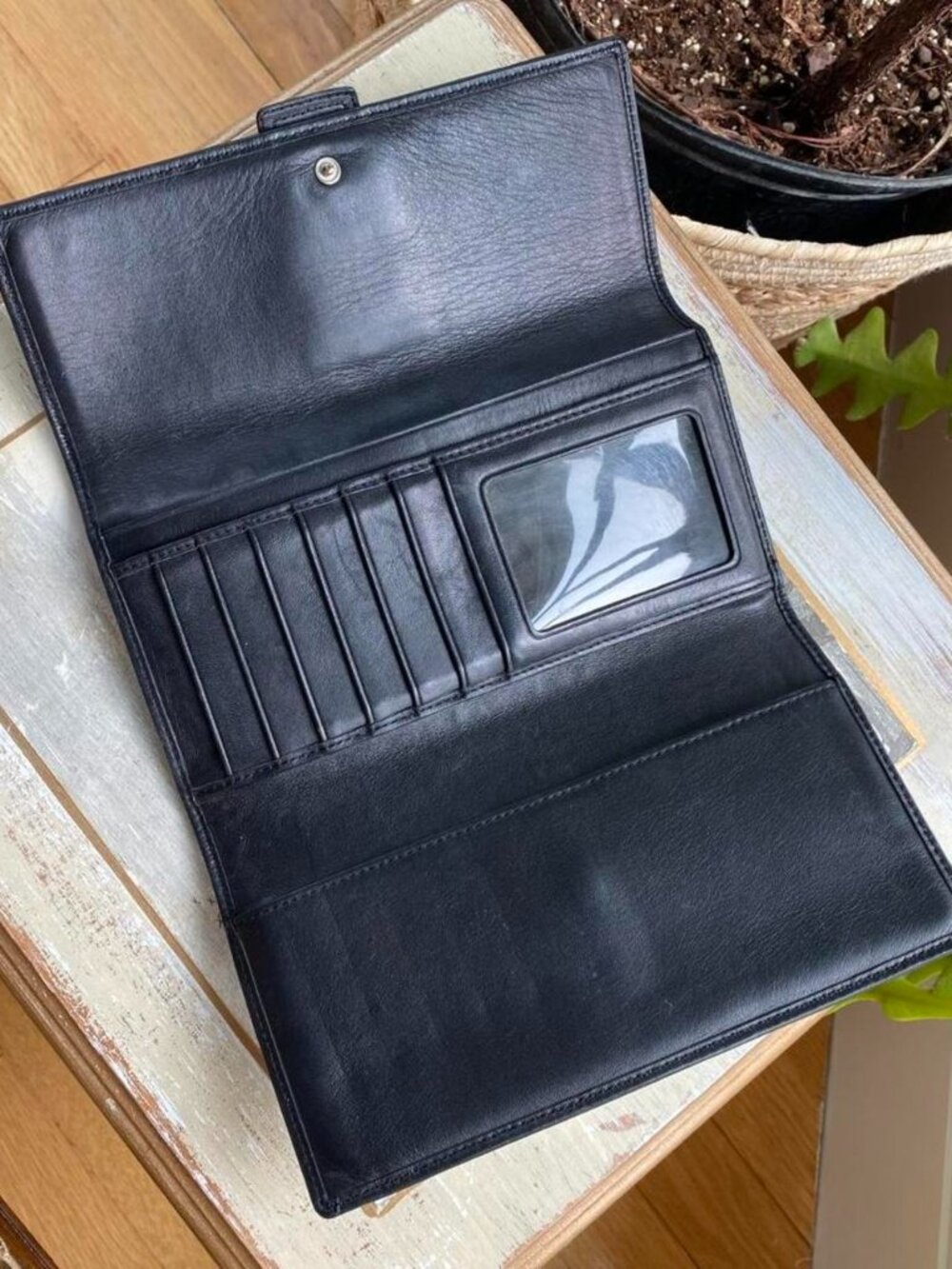 Vtg Y2K Black Coach Soho Signature C Large Buckle Snap Wallet w Silver Hardware - Picture 4 of 8